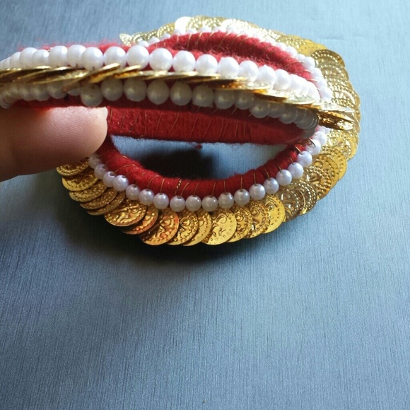 Funky unique boho ethnic coin wire bangle bracelet - Picture 3 of 4