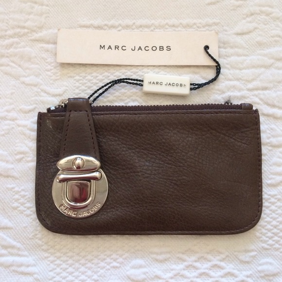 Chocolate leather Marc Jacobs card case/key chain