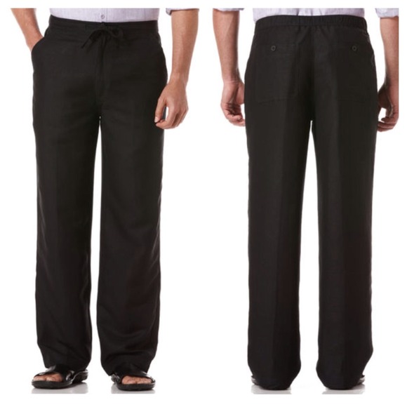 Black Linen Drawstring Pants