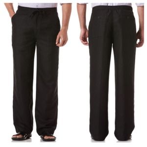 Black Linen Drawstring Pants