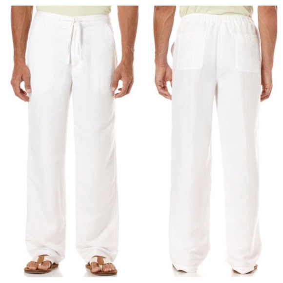 White Linen Drawstring Pants