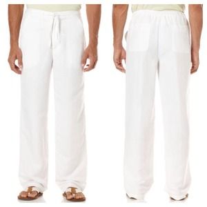 White Linen Drawstring Pants