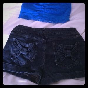 Adorable jean shorts with bow detail