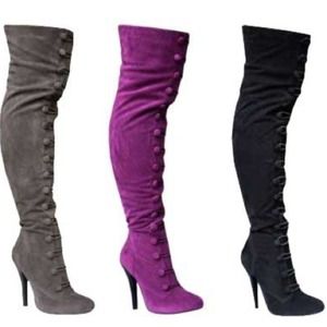 Melanie Lace-Up Over the Knee High Boots- Grey!!!