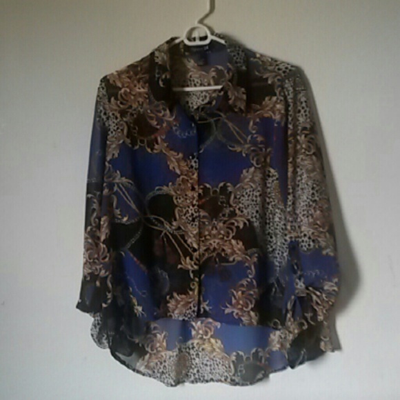 Bundled**Leopard and chain print hi low blouse
