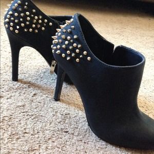 Gold Spiked Black Booties
