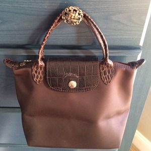 Chocolate w/ faux croc accents authentic Longchamp