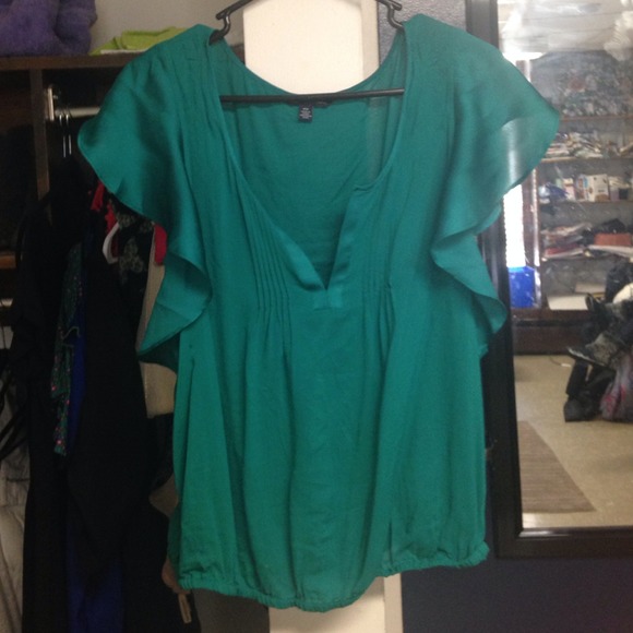 Emerald Green Low-Cut Blouse.