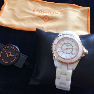 New in Box Stuhrling white ceramic watch