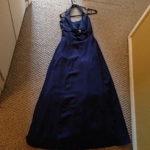 Long royal blue halter dress size medium worn once