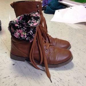 Brown combat boots