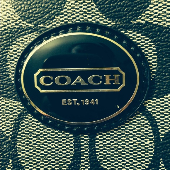 Black and charcoal coach cross body purse. - Picture 1 of 4