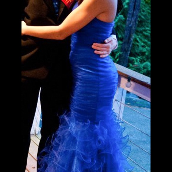 Royal Blue Strapless Prom Dress - Picture 3 of 4