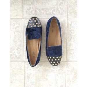 RESERVED Studded Leather Toe Velvet Loafers