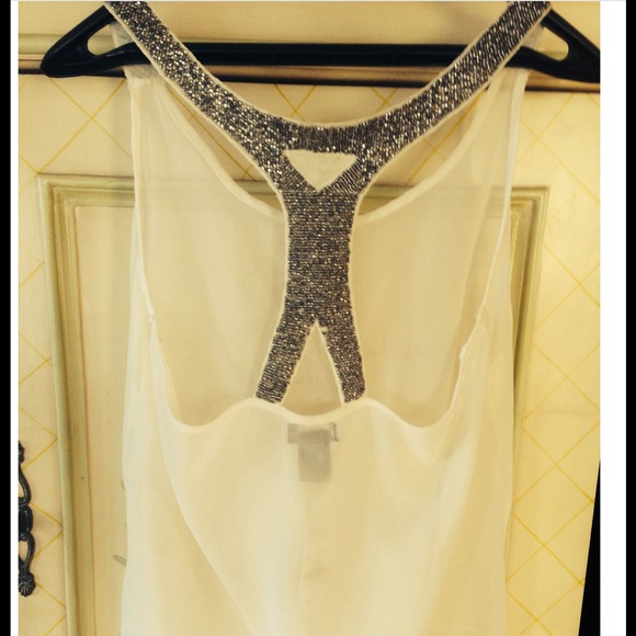 Winter White Shear with Metallic Beads Size Large - Picture 2 of 2