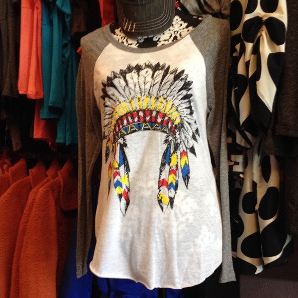 Baseball style Indian headdress t-shirt
