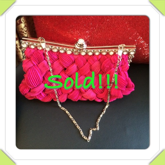 SOLD!!! Pink crystal evening clutch bag