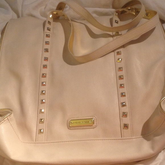 Steve Madden Lg cream &gold studded Tote/Purse
