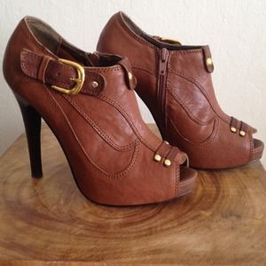 Bakers Brown Side-zip Open Toe Booties