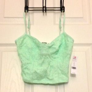 Mint & floral crop top