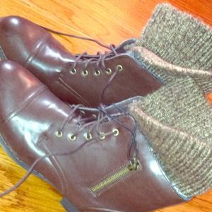 Brown combat boots