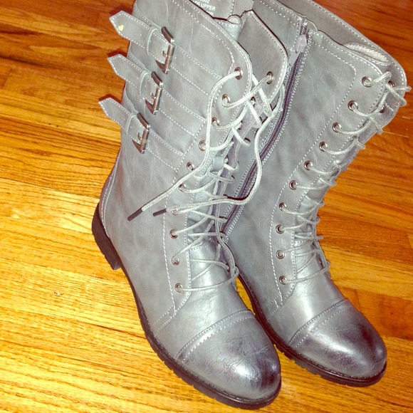 Grey combat boots