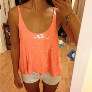 Joes jeans chiara sequin top open back orange