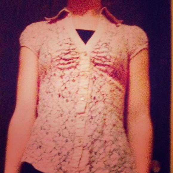 Cute pink lace button up shirt