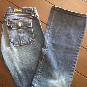 David Kahn "Nikki" jeans. Dark denim boot cut.