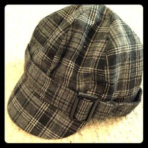 Plaid Winter Hat with Brim