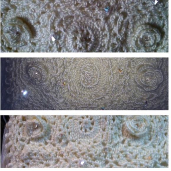 White Crocheted Bag W/ Swarovski Crystal Beads✨✨✨✨ - Picture 3 of 4