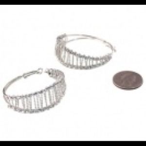 Hoop earrings with rhinestones