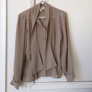 Sheer vintage taupe secretary blouse