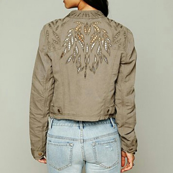 Free people | green cutouts moto jacket - Picture 2 of 4