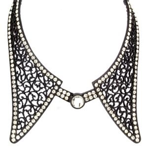 Black and rhinestone collar necklace