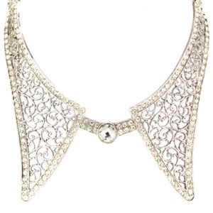 Sliver and rhinestone collar necklace