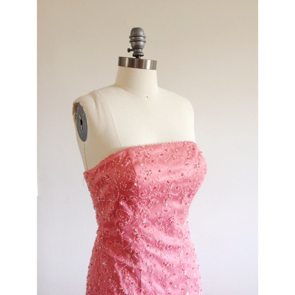 ❌SOLD❌Beaded Pink Fit and Flare Floor Length Dress