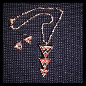 Tribal/Chevron necklace and earring set