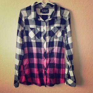 Plaid hot pink ombré shirt