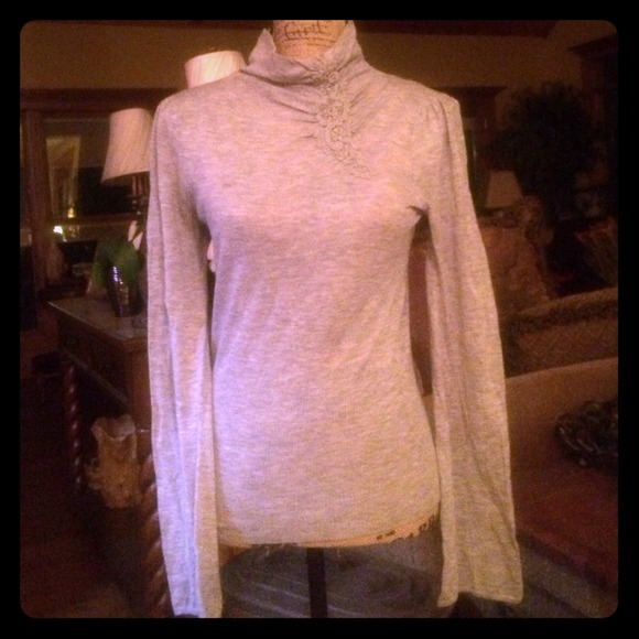 Light grey wool jeweled long sleevetop. BUNDLE