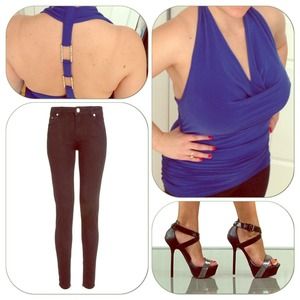 Royal Blue halter with rhinestone back