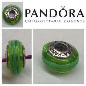 Green Pandora glass charm