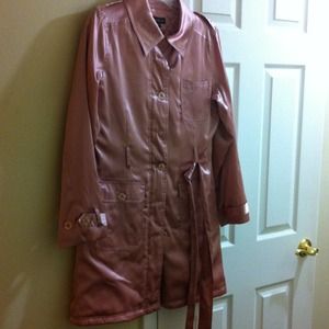 Bebe Pink Satin Trench
