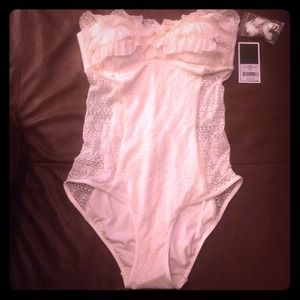 Juicy couture one piece ruffle bandeau swim suit