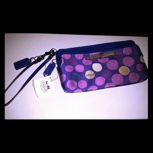 Authentic coach purple dot wristlet