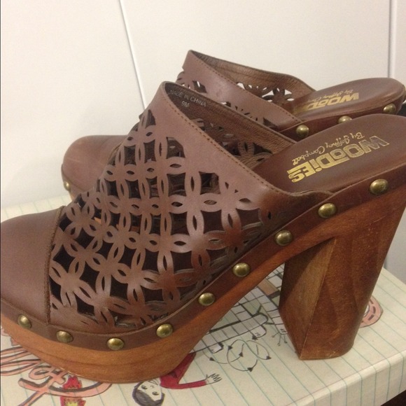 Jeffrey Campbell wooden and leather clogs