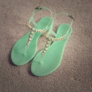 Women's teal Bamboo sandals
