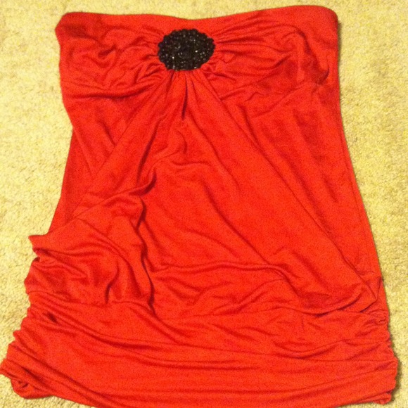 Red silk tubetop beautiful embellishments