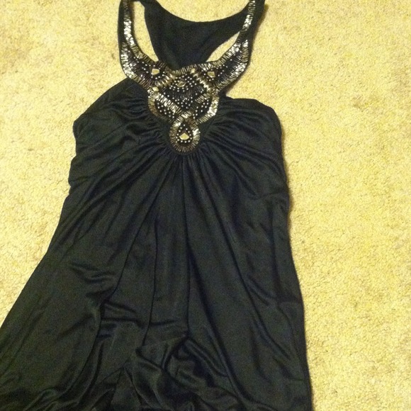 Black silk jeweled clubbing shirt