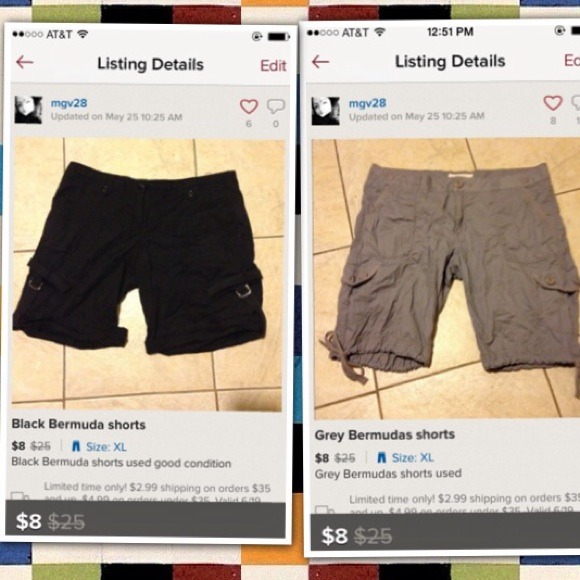 Grey Bermudas shorts/ black Bermudas